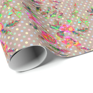 Roses and polka-dots wrapping paper