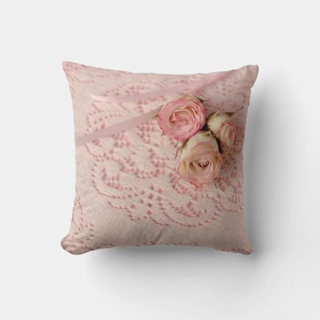 Roses and ribbons throw pillow (Front)