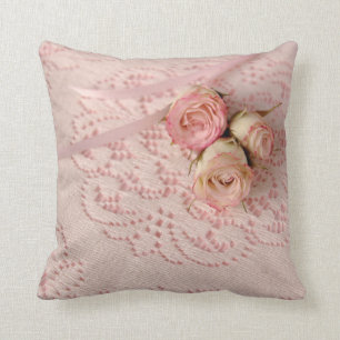 Roses and ribbons throw pillow