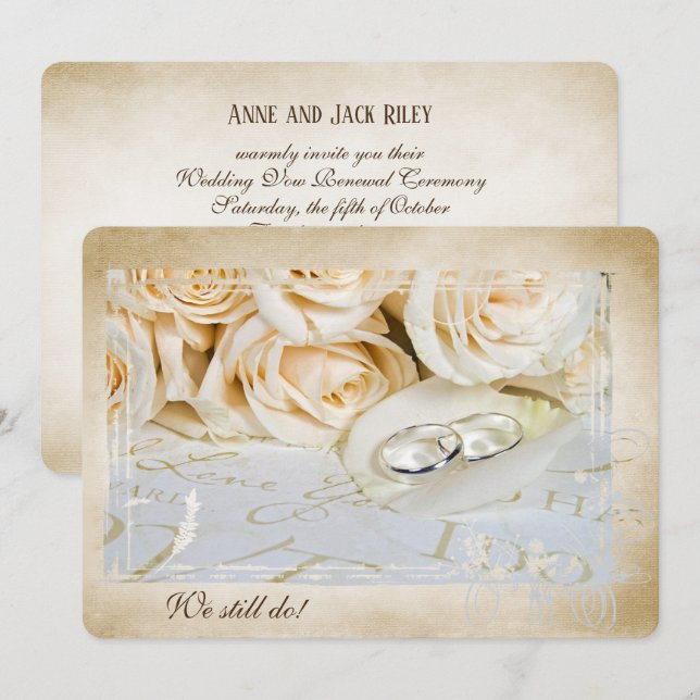 Roses and Rings Vow Renewal Invite (Front/Back)