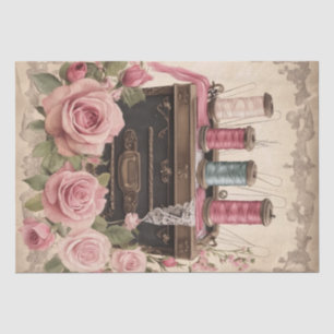 Roses and Sewing Ephemera Pattern Tissue Paper
