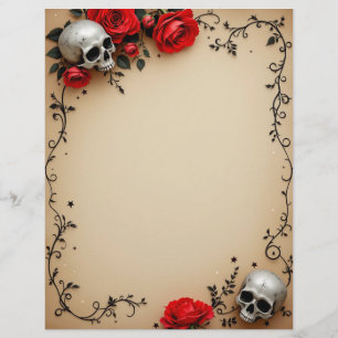 Roses and Skull on Parchment Letterhead