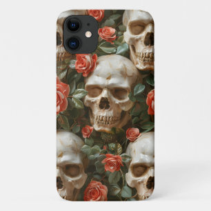 Roses and skulls design iPhone 11 case