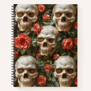 Roses and skulls design notebook