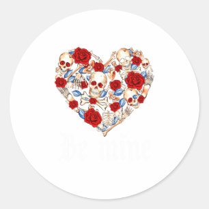 Roses And Skulls Heart Gothic Style Valentine Be M Classic Round Sticker