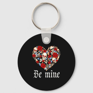 Roses And Skulls Heart Gothic Style Valentine Be M Keychain