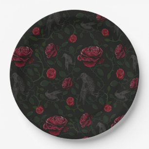 Roses and Skulls Paper Plate