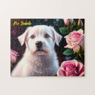 Roses And Small Dog Collection Jigsaw Puzzle