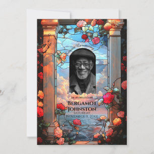 Roses and Stained Glass Funeral Announcement