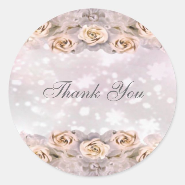 Roses and Stars Thank You Sticker (Front)