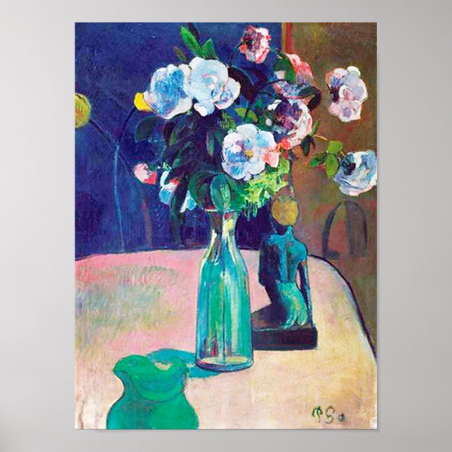 Roses and Statuette, Gauguin Poster (Front)