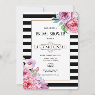 Roses and Stripes Bridal Shower Invitation