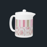 Roses And Stripes Teapot<br><div class="desc">This Roses and Stripes Teapot is perfect for a Shabby Chic or Cottage style kitchen or dinette.</div>