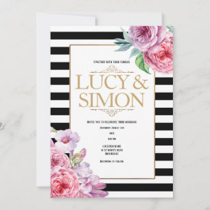 Roses and Stripes Wedding Invitation