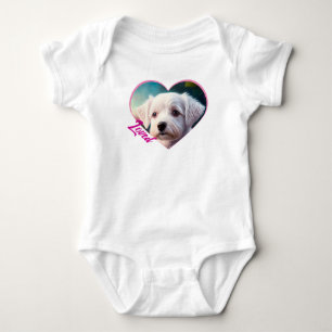 Roses And Sweet Dog Collection Baby Bodysuit