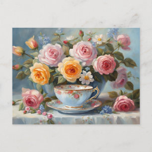 Roses and Teacup Postcard
