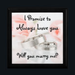 Roses and Wedding Band/Proposal Keep Sake Gift Box<br><div class="desc">Roses and Wedding Band/Proposal Keep Sake Gift Box Large 7.125" Square w/6" Tile/I promise to always love you, will you marry me? Display your favourite images on a vibrant tile inlaid into the lid of this beautiful jewellery box. Made of lacquered wood, the jewellery box comes in Golden Oak, Ebony...</div>