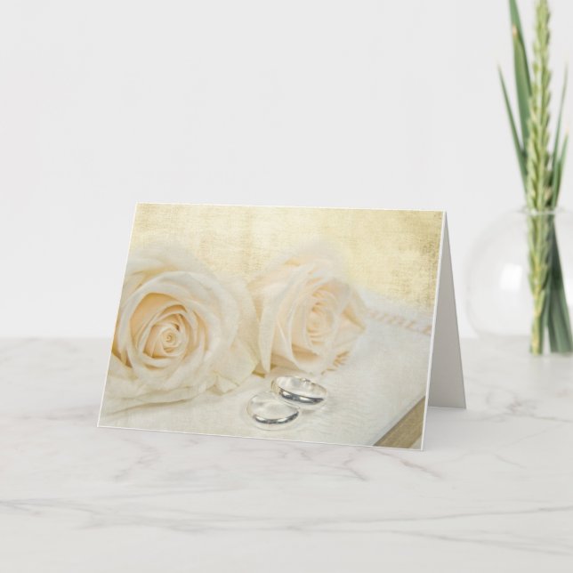 roses and wedding rings on Bible Card (Front)