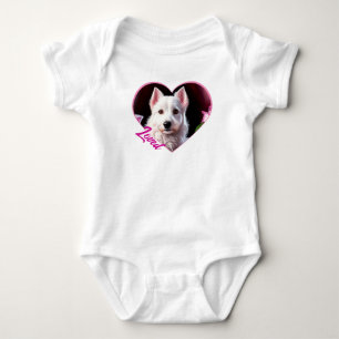 Roses And White Dog Collection Baby Bodysuit