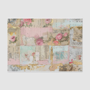 Roses Antique Collage Pattern Tissue Paper