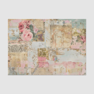 Roses Antique Collage Pattern Tissue Paper