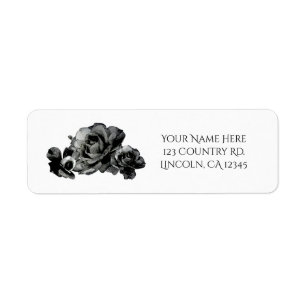 Roses Aquarelle Noires Faveur De Mariage Élégant