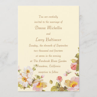 Roses arbustes Faire-part de mariage de Cornsilk