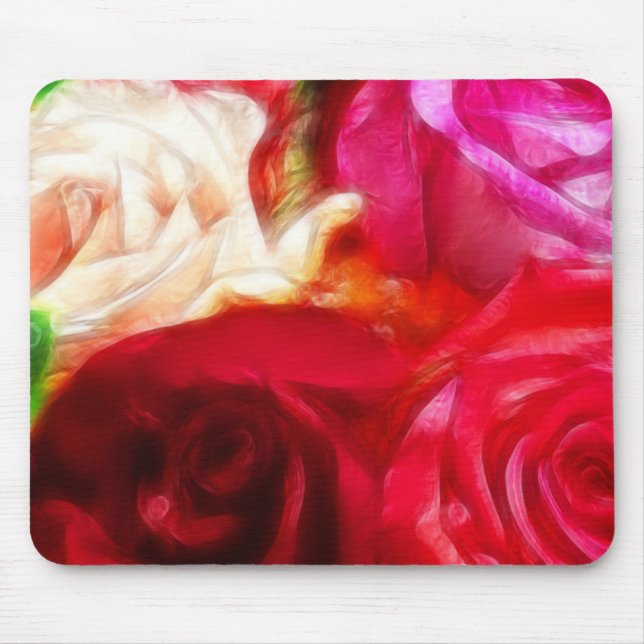 Roses Are Pink Peach Red Artistic & Unique Mouse Pad (Front)