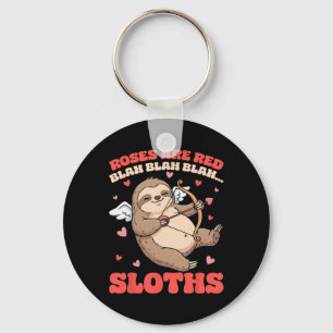 Roses Are Red Blah Sloths Valentine Cute Animal Lo Keychain