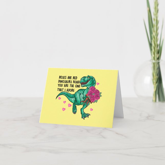 Roses Are Red Funny Dinosaur Valentine's Day Card (Front)