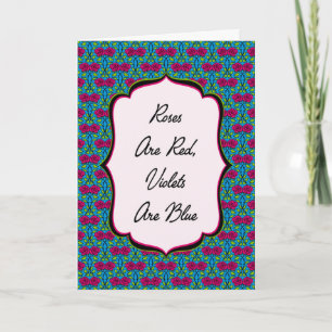 Roses Are Red Miss You Card   Whimsical Floral