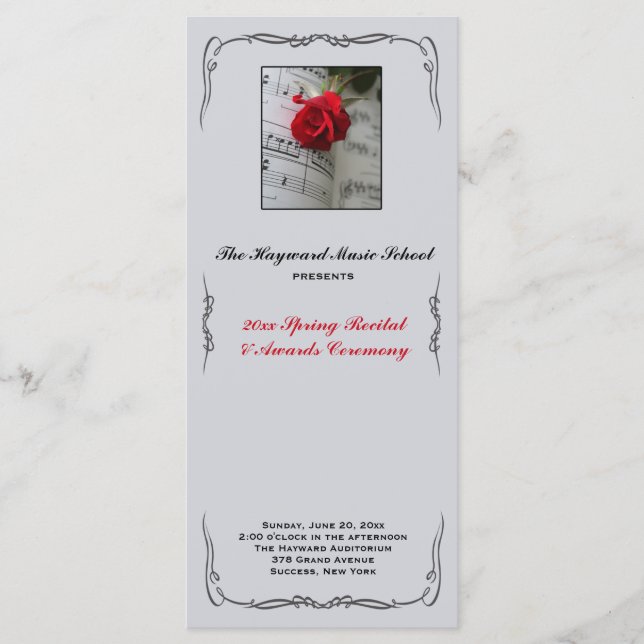 Roses Are Red Musical Recital Program (Front)