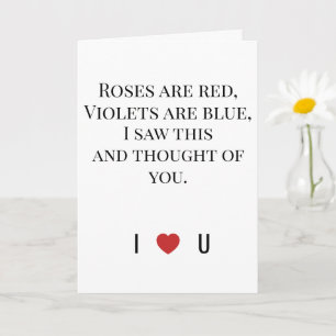 Roses Are Red Valentine's - I ♥ U Funny Romantic   Card