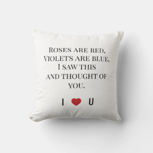 Roses Are Red Valentine's - I ♥ U Funny Romantic Throw Pillow