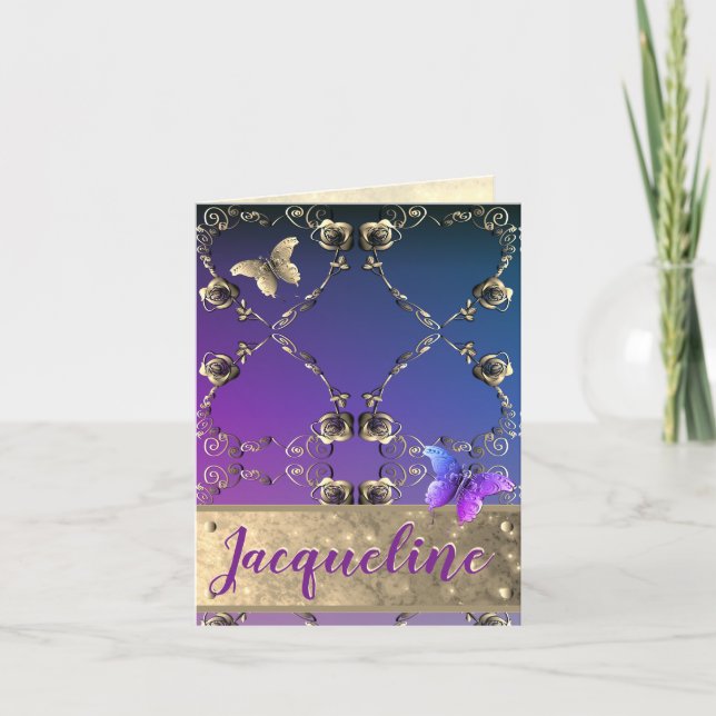 Roses argentés avec nom salutation (Devant)