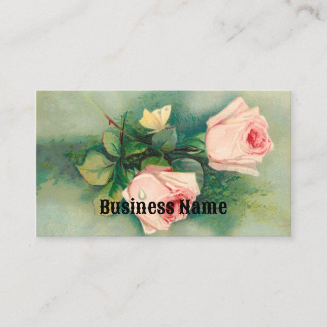 Roses avec Carte de visite papillon (Devant)