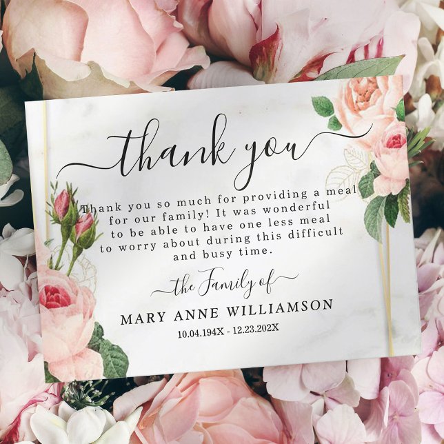 Roses Beautiful Funeral Food Thank You Card (Creator Uploaded)