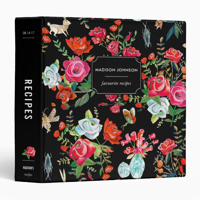 Roses black | Custom | Recipe Binder (Front/Spine)
