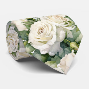 Roses blanches Classique Formel Cravate Floral