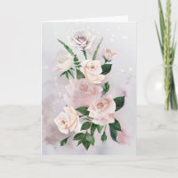 Roses blanches et Carte de Sympathie pour la verdu