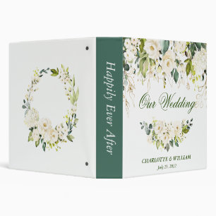 Roses blanches Flore verdure Classeur de mariage p