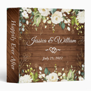 Roses blanches Flore verdure Classeur de mariage p