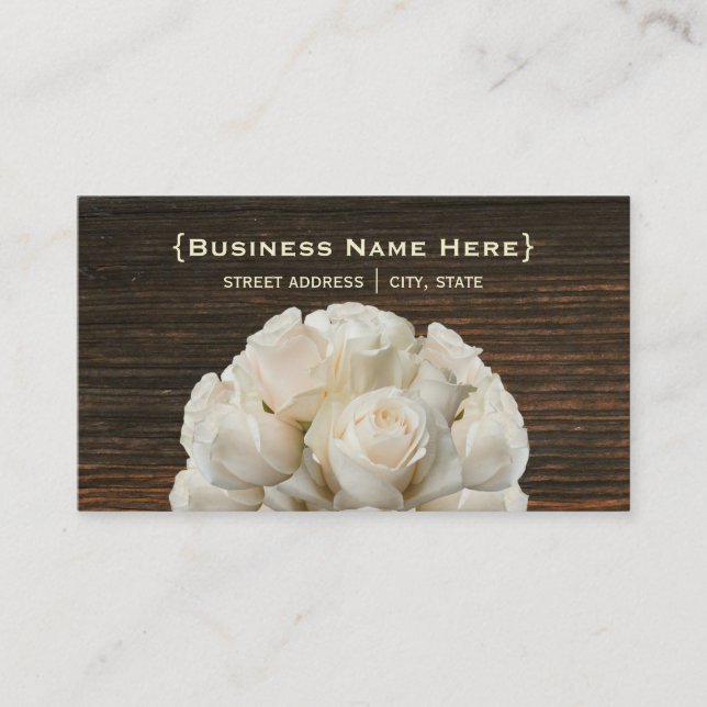 Roses blancs et carte de visite professionnelle de (Devant)