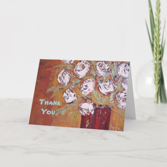roses blancs, merci carte (Devant)