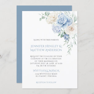 Roses Bleues et Blancs, Faire-part de mariage de p