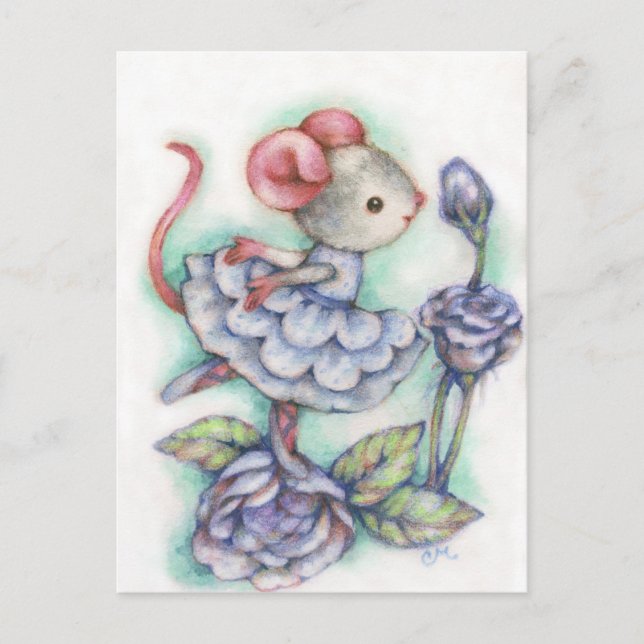Roses Bleus - Carte postale d'art pour souris (Devant)