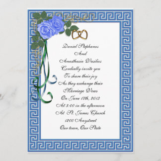 Roses bleus grecs faire-part de mariage