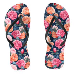 Roses Blooming Flowers Pattern-80037 Flip Flops