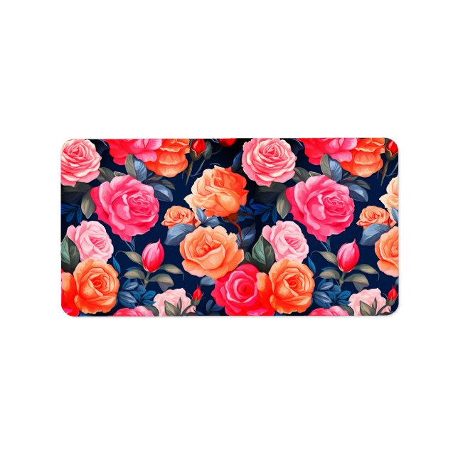 Roses Blooming Flowers Pattern-80037  Label (Front)