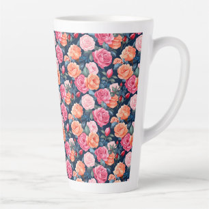 Roses Blooming Flowers Pattern-80037 Latte Mug